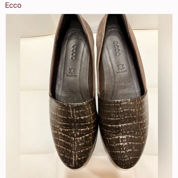 ECCO Touch Ballerina 2 Black Slip On Shoes Sz 36 * 6 Snakeskin Scale Loafers - Picture 3 of 6